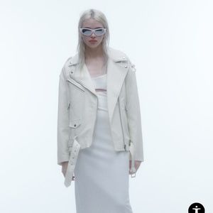 White Zara Oversized Moto Jacket, size XL, NWT